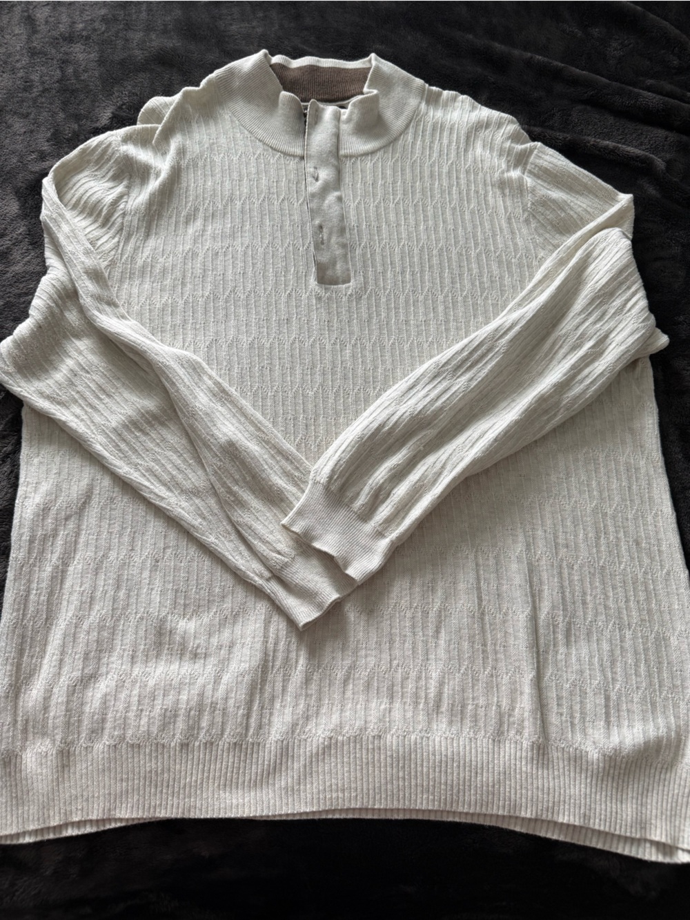 Tasso Elba Cream Quarter zip 100% supima cotton lightweight Sweater